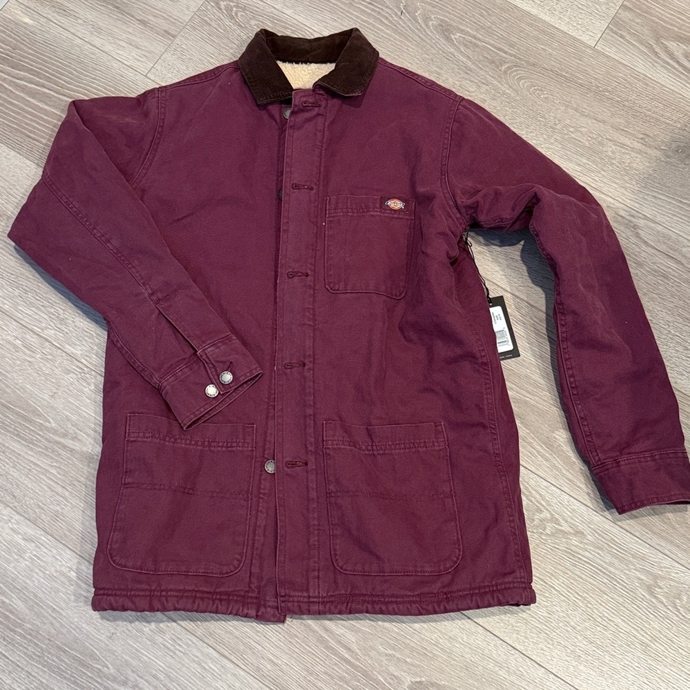 BNWT Dickies Stonewashed Duck Lined Chore Coat Stonewashed Grape Wine Small S - Picture 6 of 10